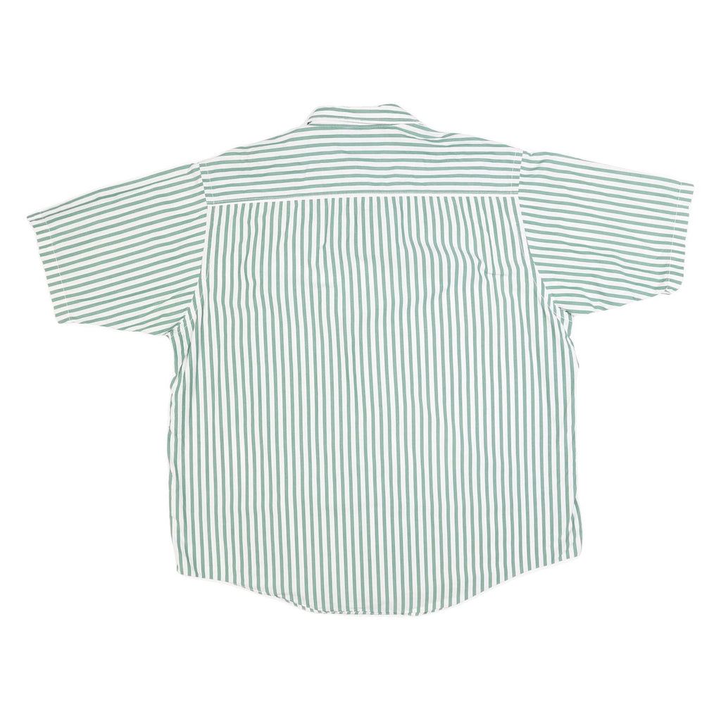 NAUTICA Mens Green & White Striped Shirt XL Cotton Casual Short Sleeve
