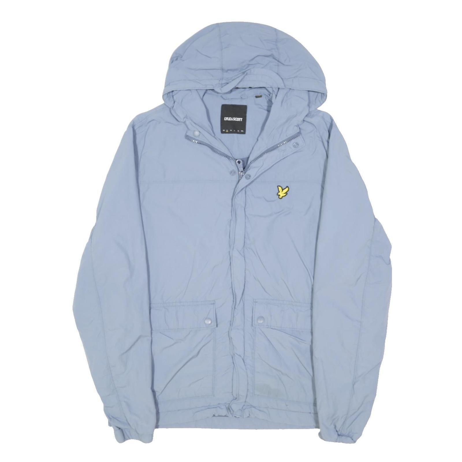 LYLE & SCOTT Mens Blue Zip Hooded Lightweight Jacket S Polyester Blend Plain