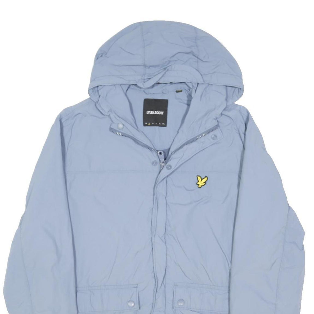 LYLE & SCOTT Mens Blue Zip Hooded Lightweight Jacket S Polyester Blend Plain