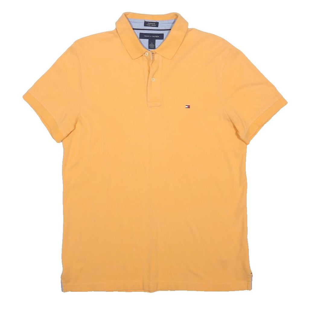TOMMY HILFIGER Mens Yellow Short Sleeve Polo Shirt M Cotton Classic Fit