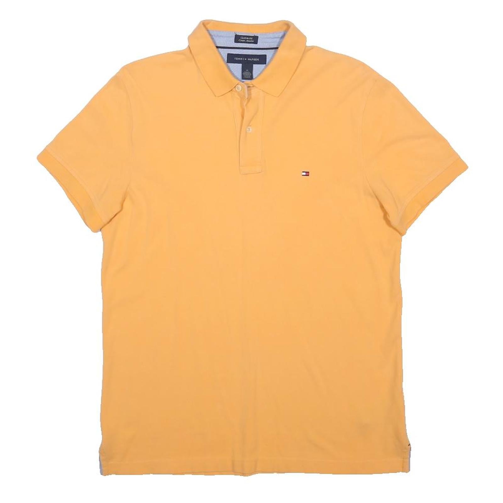TOMMY HILFIGER Mens Yellow Short Sleeve Polo Shirt M Cotton Classic Fit