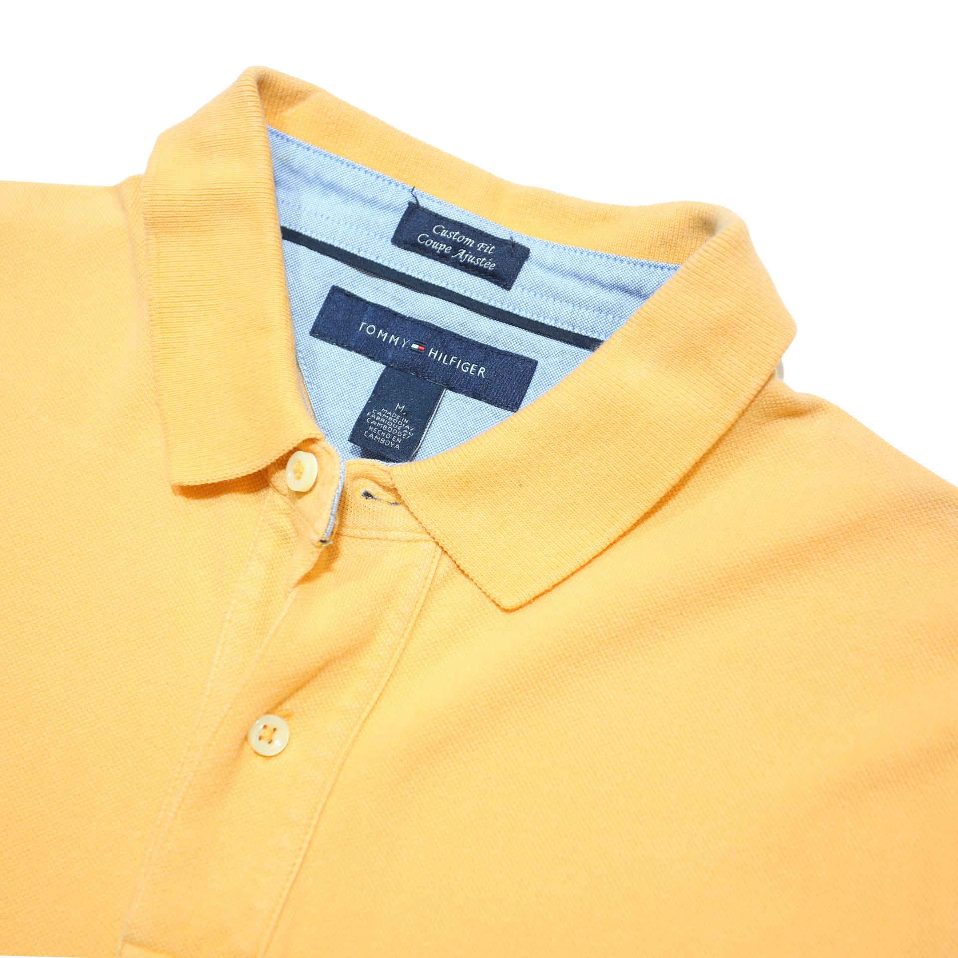 TOMMY HILFIGER Mens Yellow Short Sleeve Polo Shirt M Cotton Classic Fit