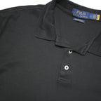 POLO RALPH LAUREN Mens Black Cotton Blend Short Sleeve Plain L Polo Shirt