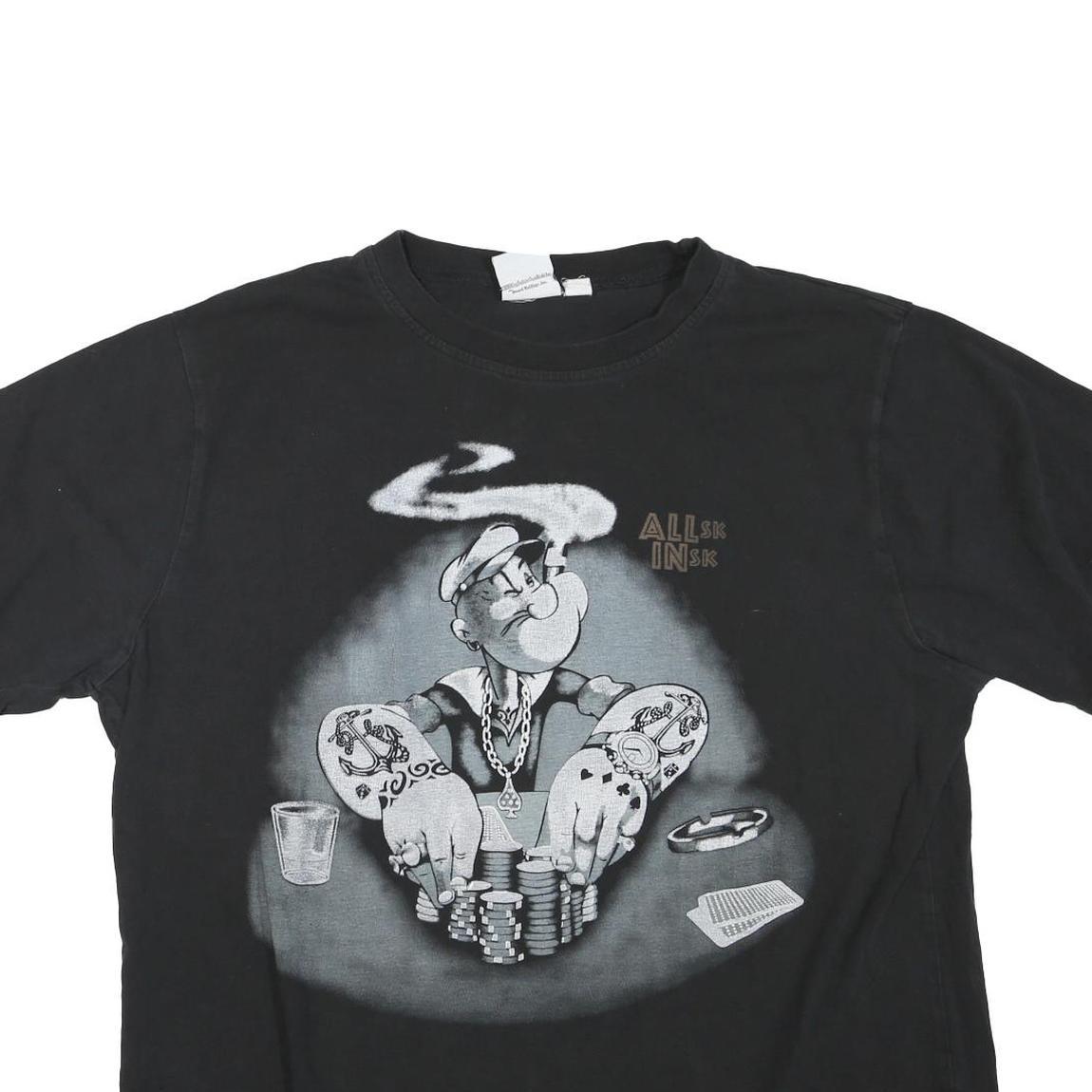 Mens Black Graphic T-Shirt XL Short Sleeve Crew Neck Cotton Blend Casual Wear