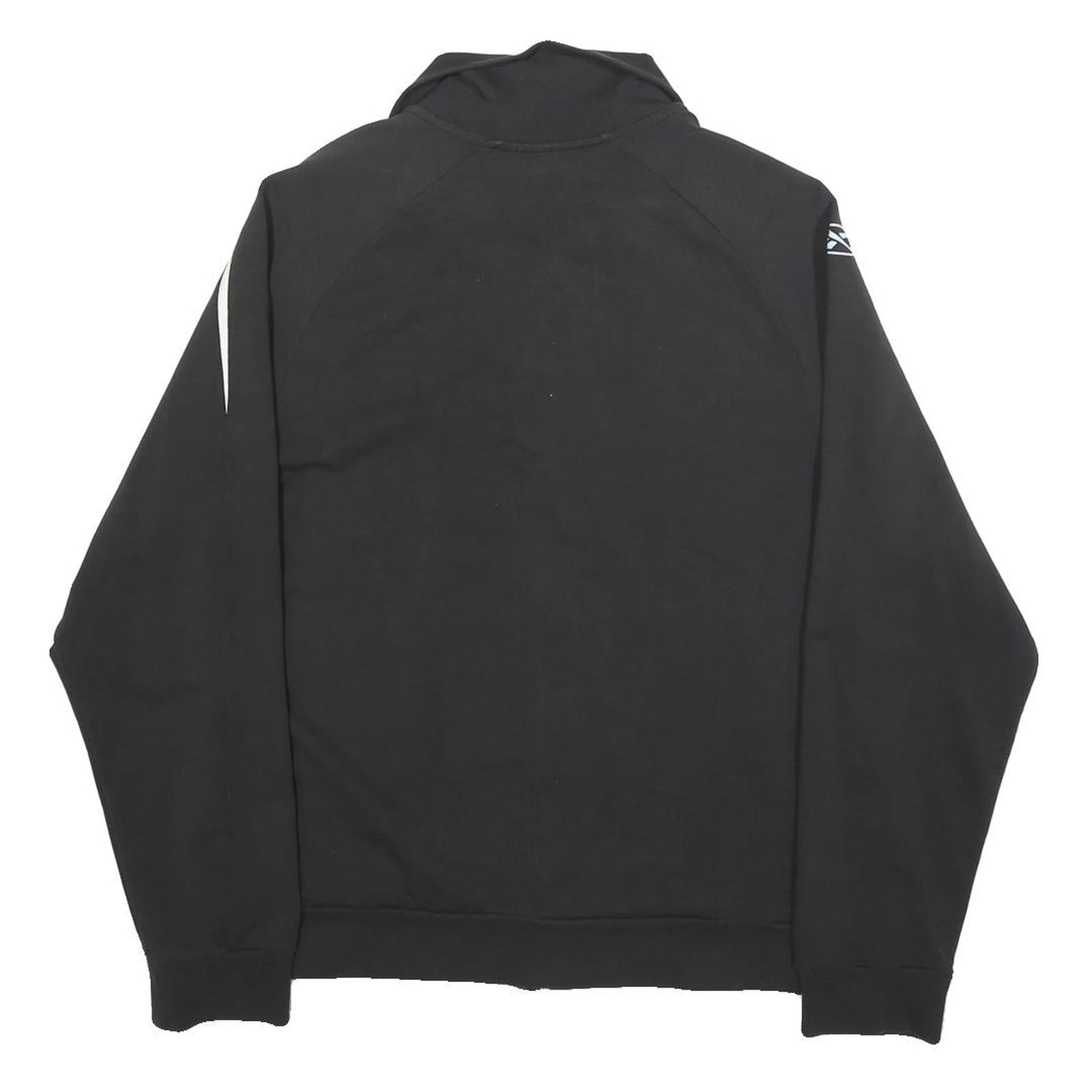 REEBOK Mens Black & White Track Jacket M Cotton Blend Zip Sportswear Activewear