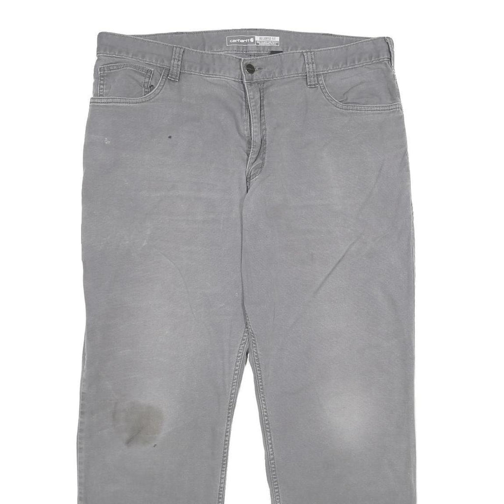 CARHARTT Mens Cotton Blend Grey Relaxed Straight Trousers W38 L32 Workwear