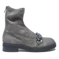 CHARLES & KEITH Womens Ankle Boots Grey Cotton Blend UK 3 Chain Detail Fashion