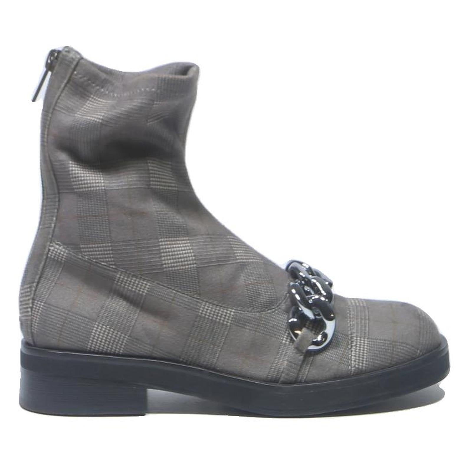 CHARLES & KEITH Womens Ankle Boots Grey Cotton Blend UK 3 Chain Detail Fashion