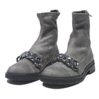 CHARLES & KEITH Womens Ankle Boots Grey Cotton Blend UK 3 Chain Detail Fashion
