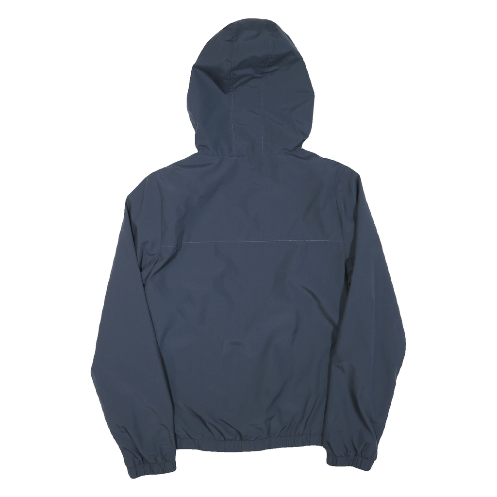 VANS Mens Blue Hooded Jacket M Polyester Blend Plain Zip Lightweight