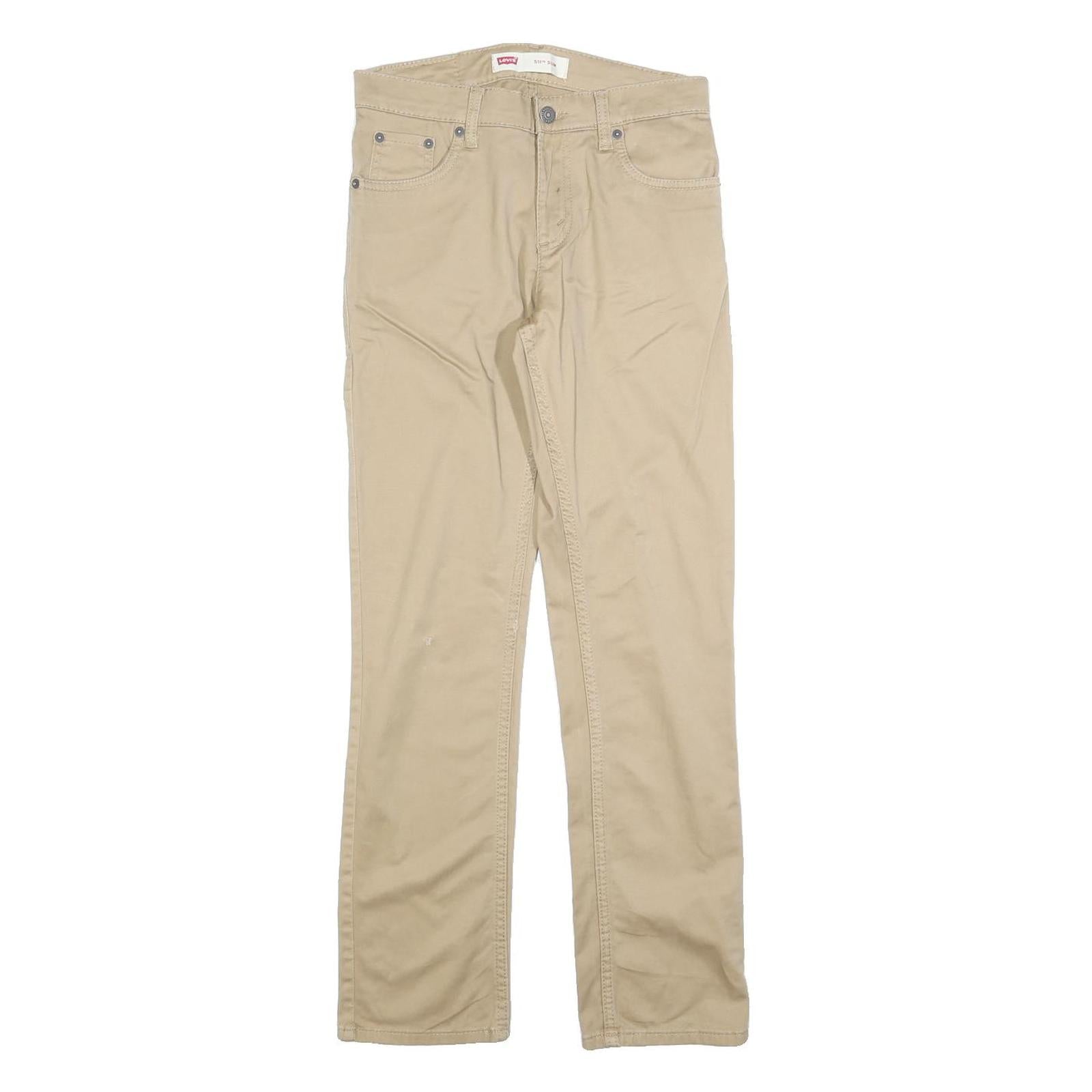 LEVI'S Boys Slim Beige Cotton Blend Slim Fit Zip Trousers W27 L27 Classic Style