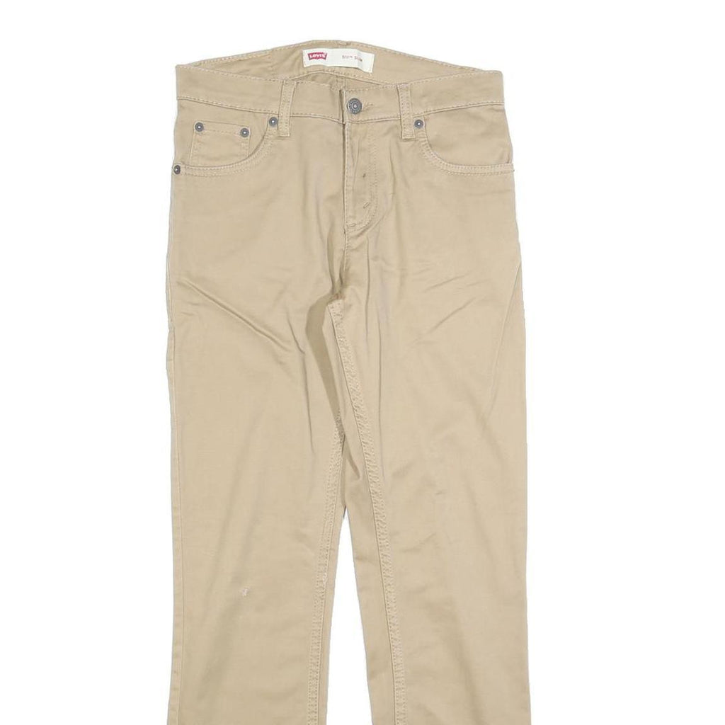 LEVI'S Boys Slim Beige Cotton Blend Slim Fit Zip Trousers W27 L27 Classic Style