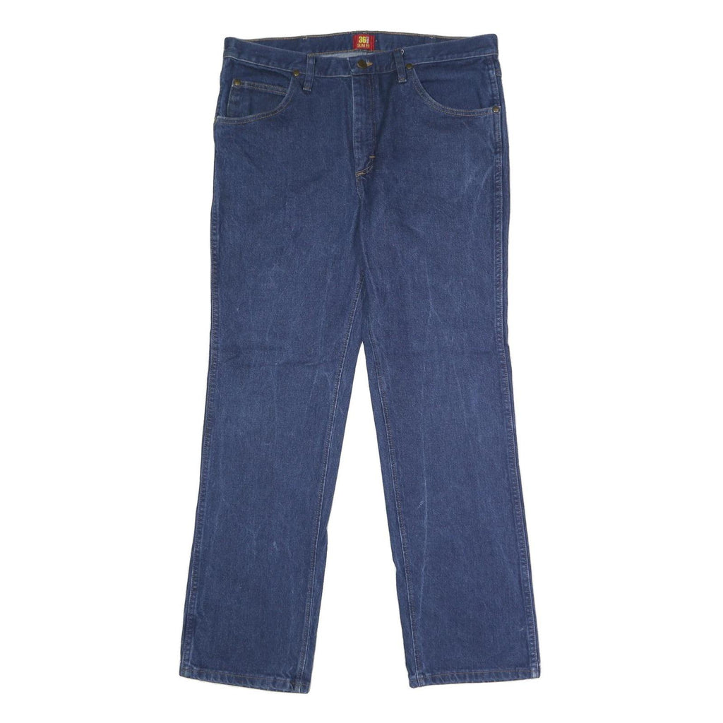 WRANGLER Mens Blue Slim Fit Straight Denim Jeans W36 L32 Classic Cotton Zip