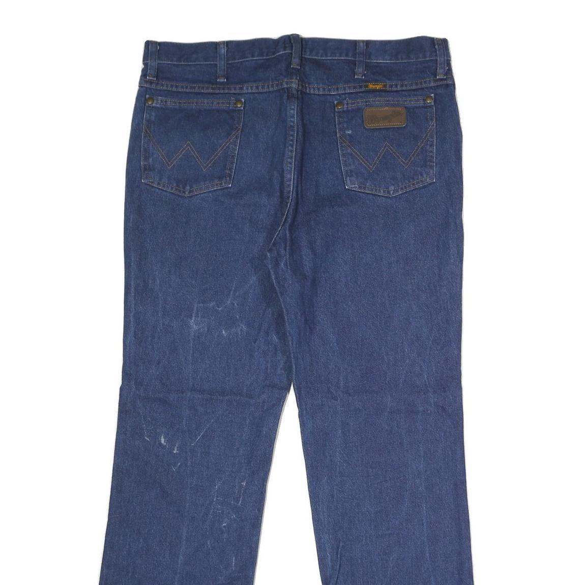 WRANGLER Mens Blue Slim Fit Straight Denim Jeans W36 L32 Classic Cotton Zip