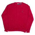 CHAPS Mens Jumper Red Cable Knit L