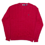 CHAPS Mens Jumper Red Cable Knit L