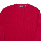 CHAPS Mens Jumper Red Cable Knit L