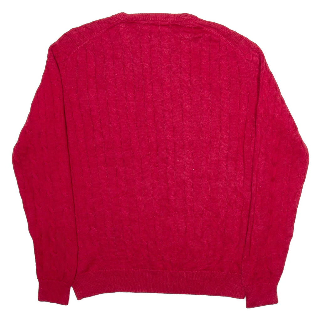 CHAPS Mens Jumper Red Cable Knit L