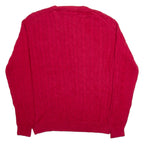 CHAPS Mens Jumper Red Cable Knit L