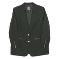 Womens Black Tailored Jacket M Polyester Blend Plain Button Closure Zipper