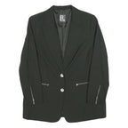 Womens Black Tailored Jacket M Polyester Blend Plain Button Closure Zipper