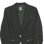 Womens Black Tailored Jacket M Polyester Blend Plain Button Closure Zipper