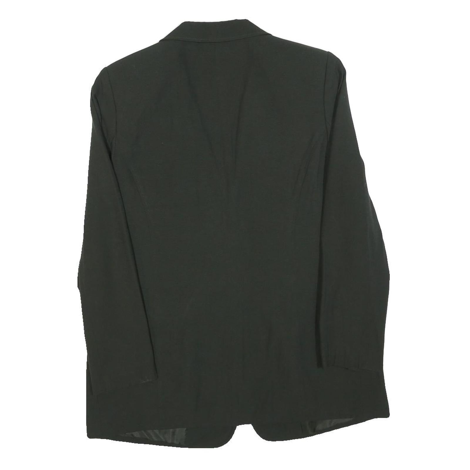 Womens Black Tailored Jacket M Polyester Blend Plain Button Closure Zipper
