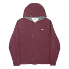 LACOSTE Mens Maroon Full Zip Hoodie M Cotton Blend Casual