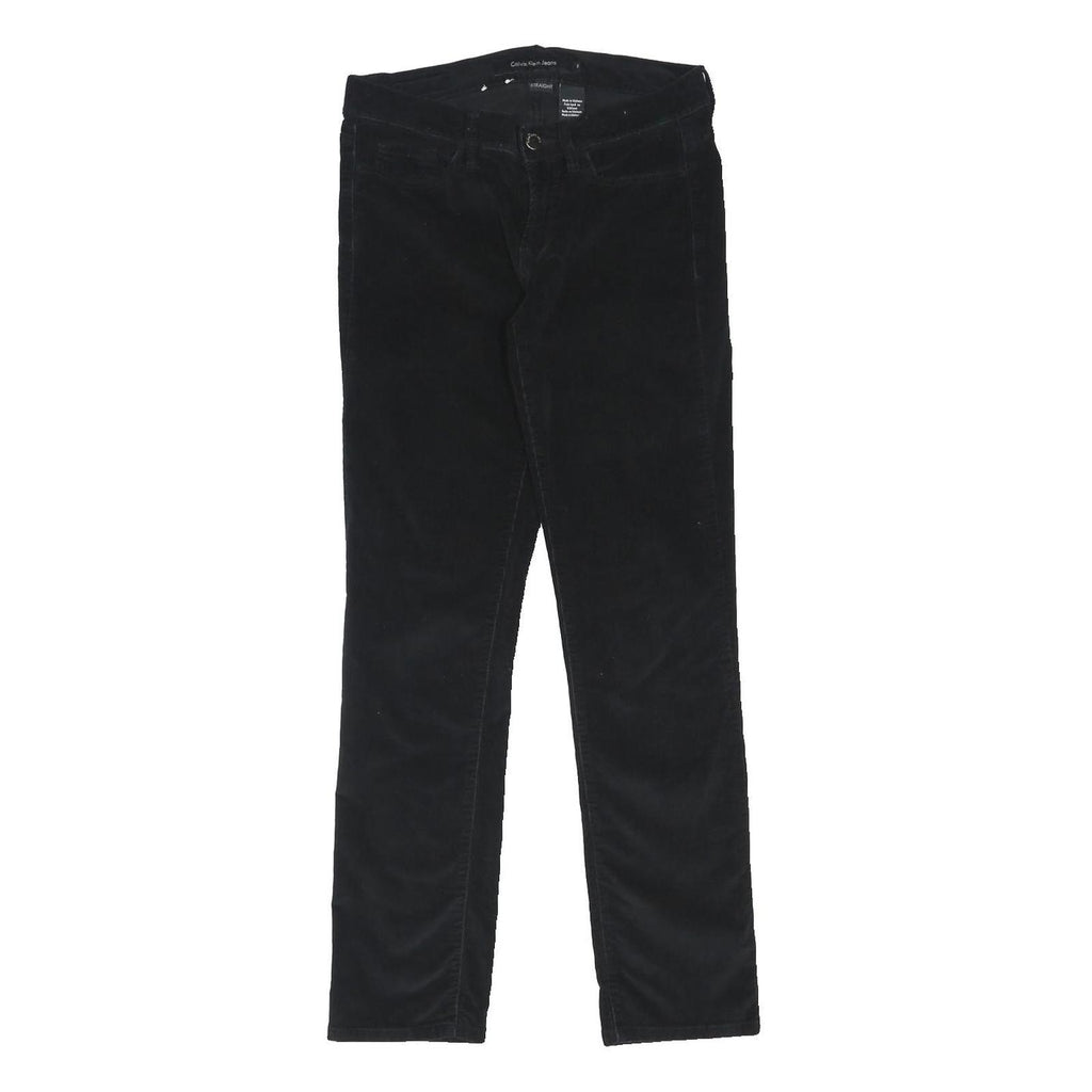 CALVIN KLEIN JEANS Womens Black Cotton Blend Regular Straight Trousers W28 L28