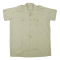 Mens Beige Cotton Blend Short Sleeve Shirt L Button Pocket Casual Summer