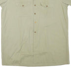 Mens Beige Cotton Blend Short Sleeve Shirt L Button Pocket Casual Summer