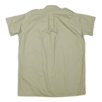 Mens Beige Cotton Blend Short Sleeve Shirt L Button Pocket Casual Summer