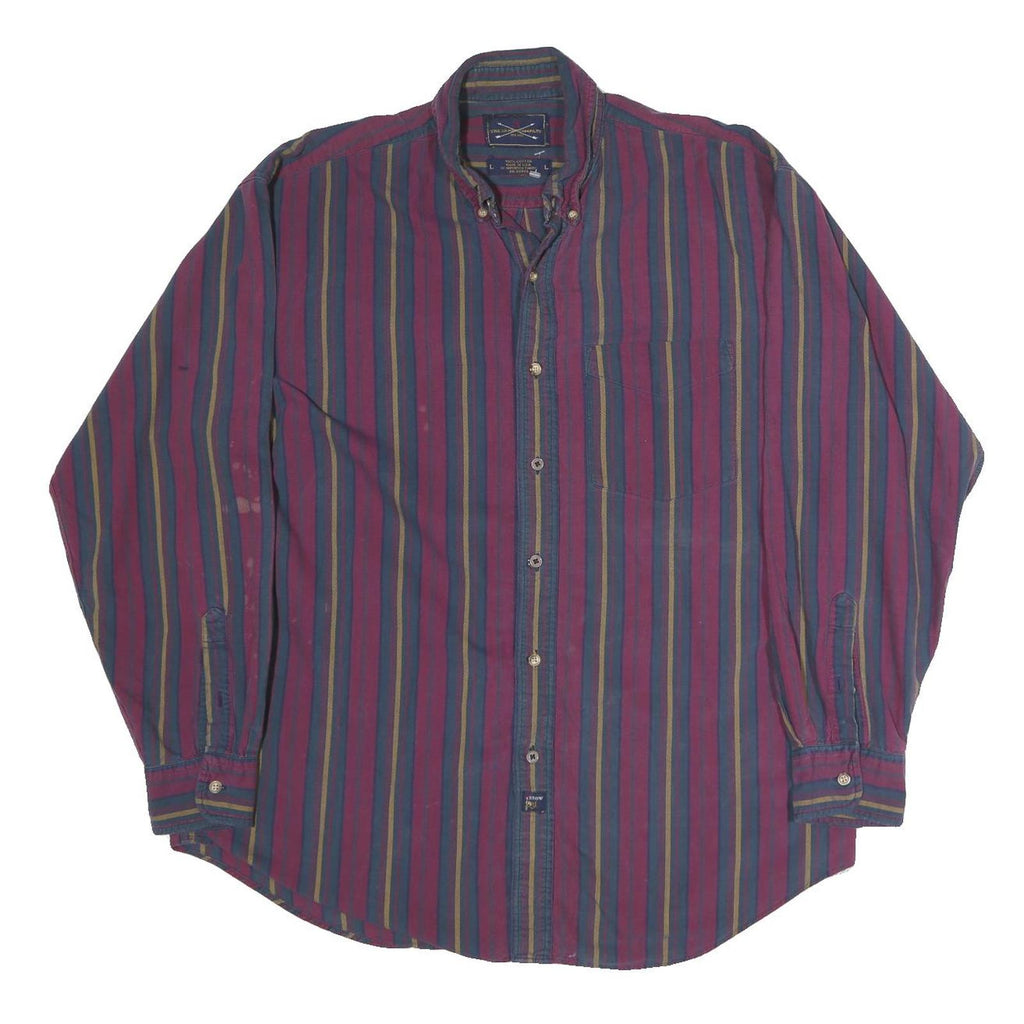 THE ARROW COMPANY Mens Purple & Blue Striped Cotton Shirt L Long Sleeve Button