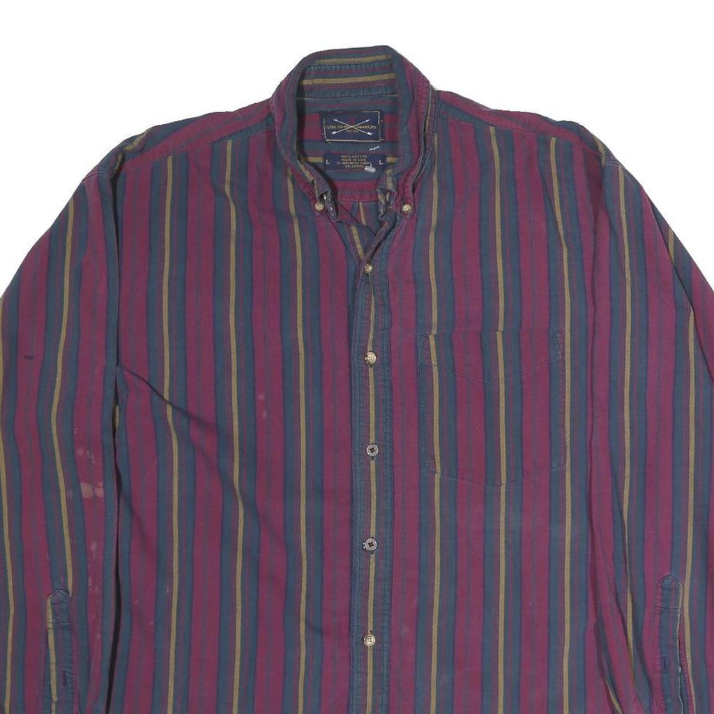 THE ARROW COMPANY Mens Purple & Blue Striped Cotton Shirt L Long Sleeve Button