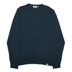 CARHARTT WIP Mens Blue Plain Crew Neck Basic Knit Jumper M Wool Blend Casual