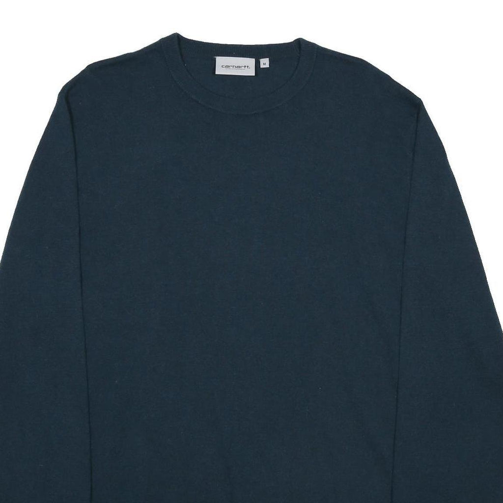 CARHARTT WIP Mens Blue Plain Crew Neck Basic Knit Jumper M Wool Blend Casual