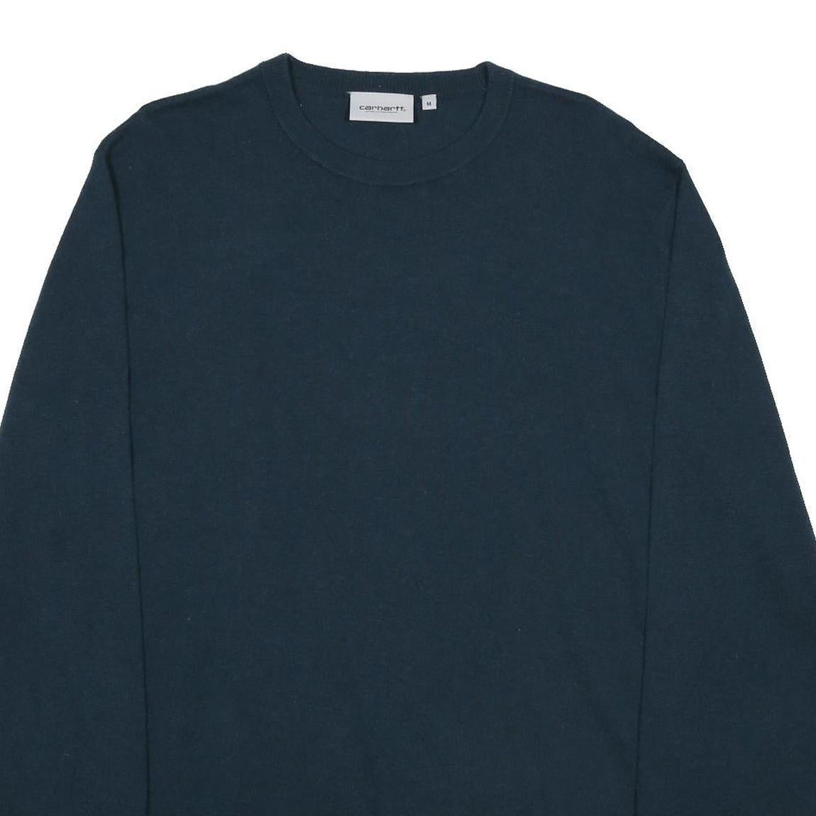 CARHARTT WIP Mens Blue Plain Crew Neck Basic Knit Jumper M Wool Blend Casual