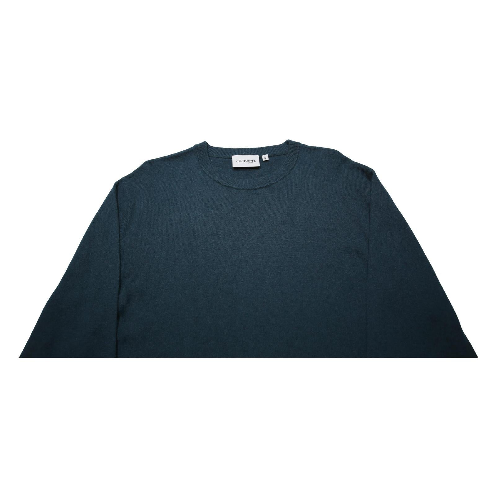 CARHARTT WIP Mens Blue Plain Crew Neck Basic Knit Jumper M Wool Blend Casual