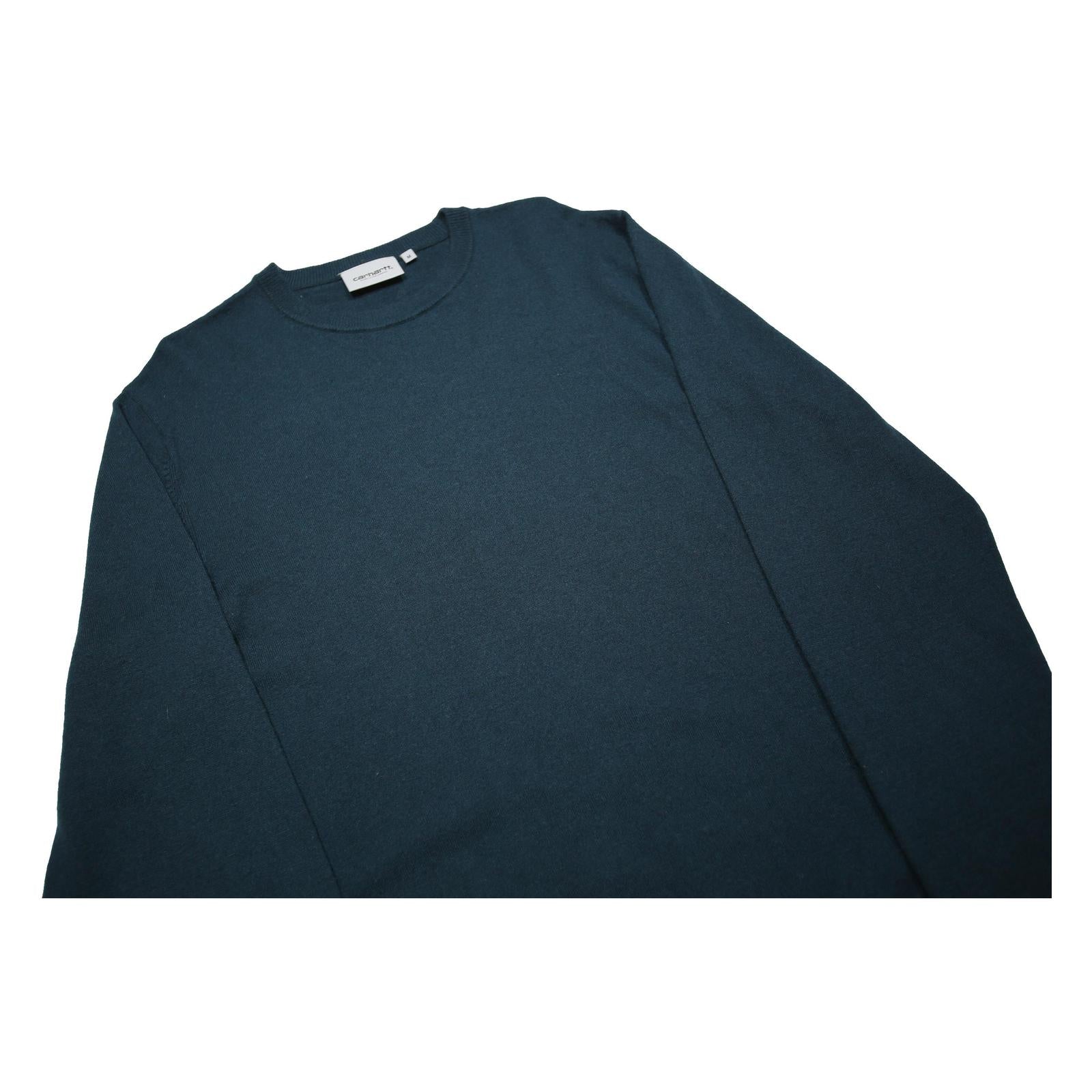 CARHARTT WIP Mens Blue Plain Crew Neck Basic Knit Jumper M Wool Blend Casual