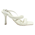VINCE CAMUTO Womens White Leather Strappy Slingback Heeled Sandals UK 9 Elegant