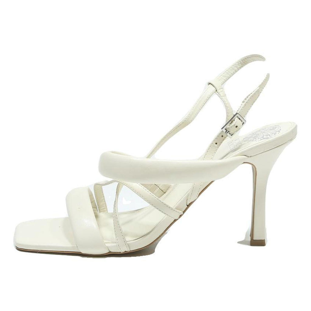 VINCE CAMUTO Womens White Leather Strappy Slingback Heeled Sandals UK 9 Elegant