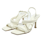 VINCE CAMUTO Womens White Leather Strappy Slingback Heeled Sandals UK 9 Elegant