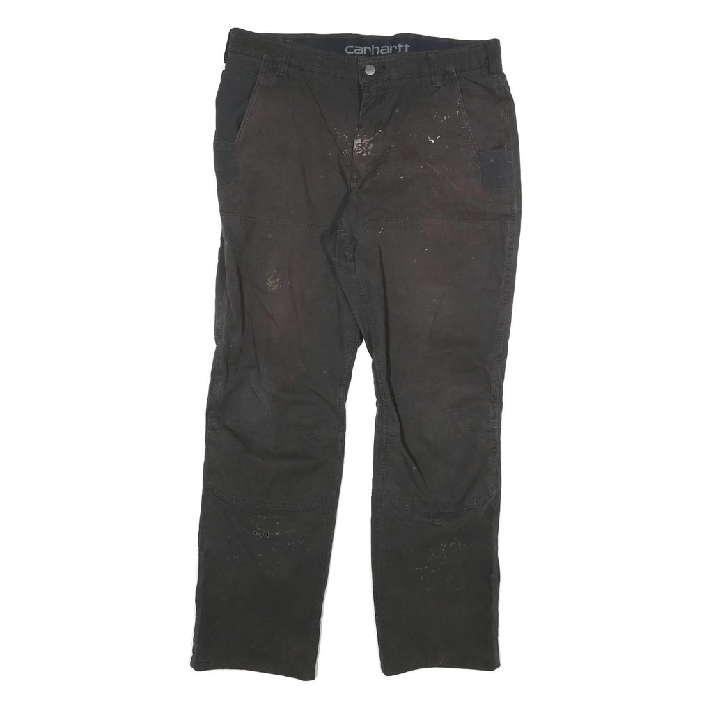 CARHARTT Mens Cotton Blend Black Regular Straight Trousers W36 L32 Workwear