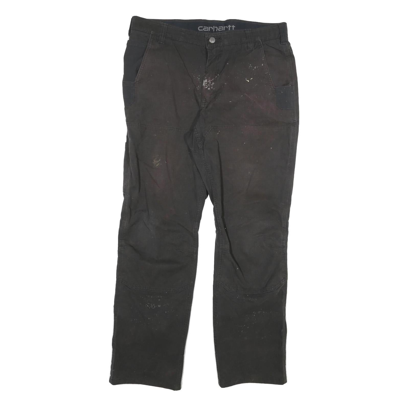 CARHARTT Mens Cotton Blend Black Regular Straight Trousers W36 L32 Workwear