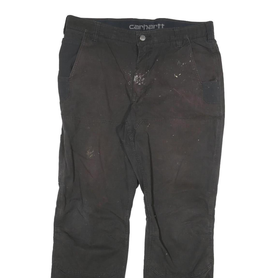 CARHARTT Mens Cotton Blend Black Regular Straight Trousers W36 L32 Workwear