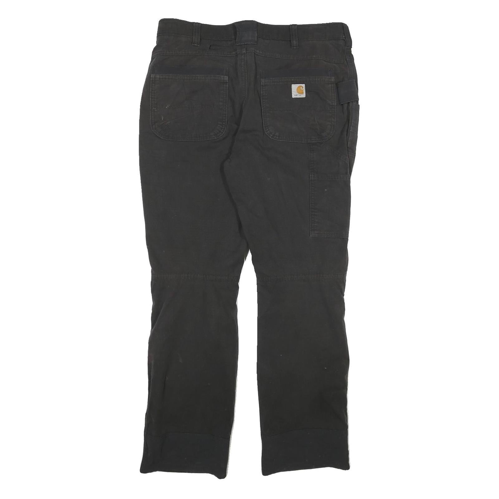 CARHARTT Mens Cotton Blend Black Regular Straight Trousers W36 L32 Workwear