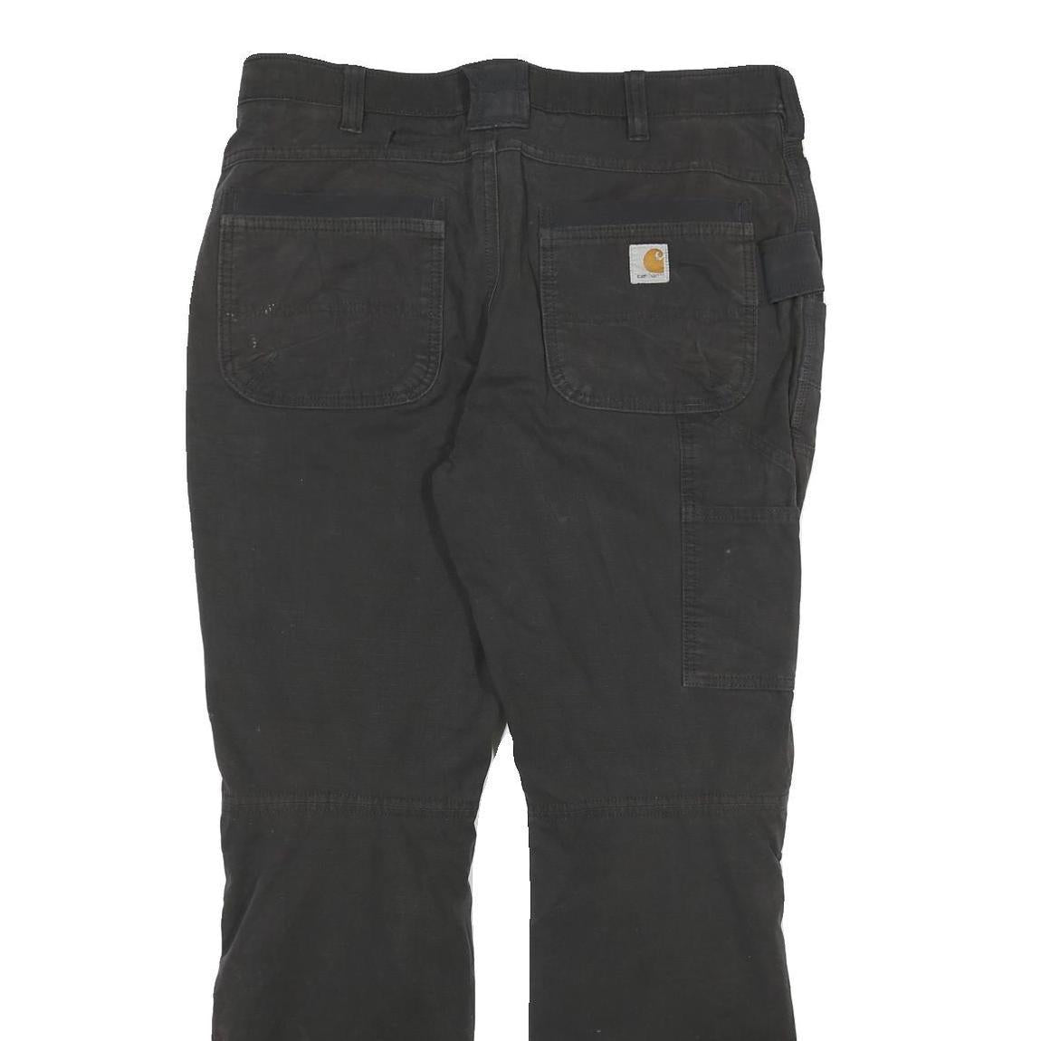CARHARTT Mens Cotton Blend Black Regular Straight Trousers W36 L32 Workwear