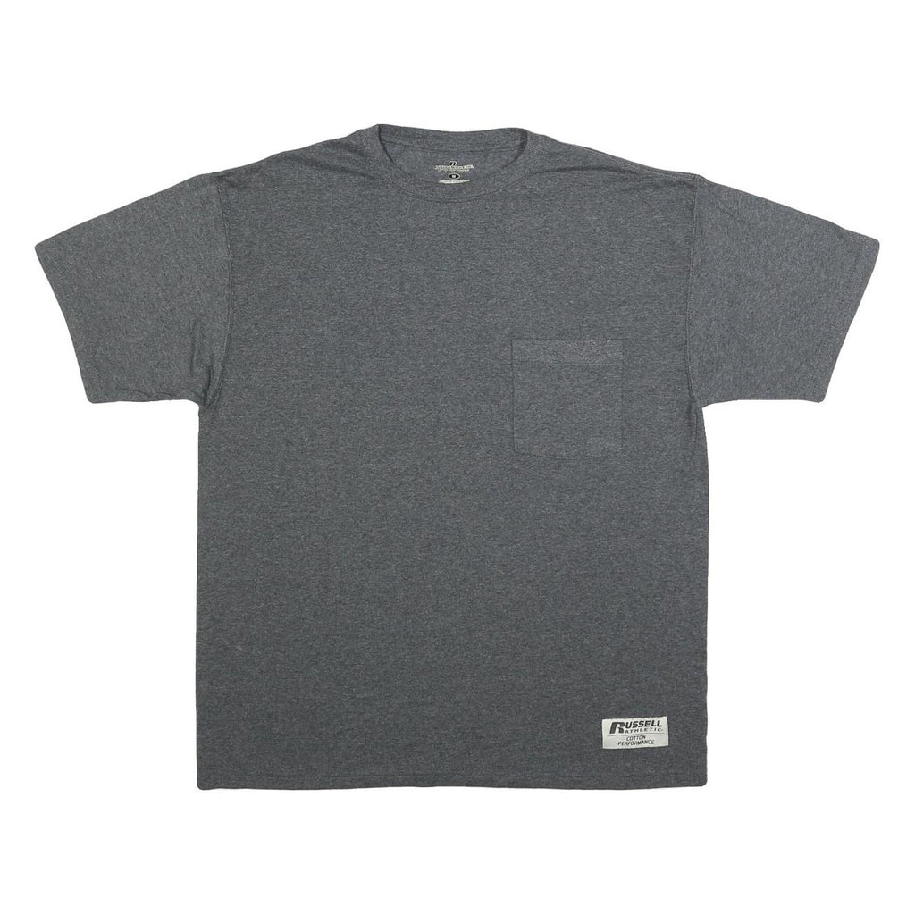 RUSSELL ATHLETIC Mens Grey Pocket T-Shirt M Short Sleeve Crew Neck Cotton Blend