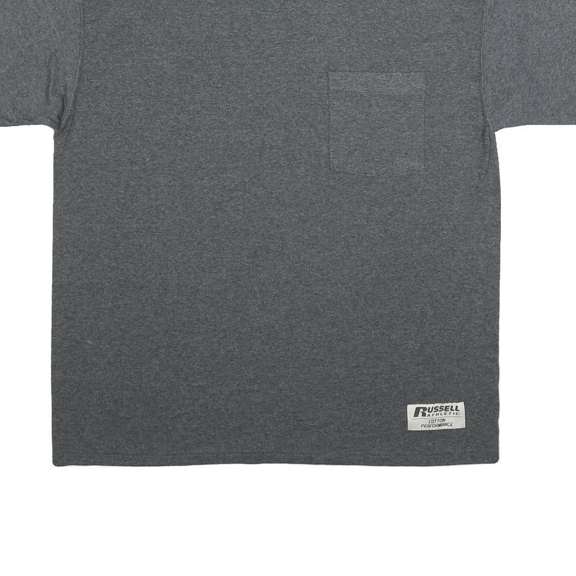 RUSSELL ATHLETIC Mens Grey Pocket T-Shirt M Short Sleeve Crew Neck Cotton Blend