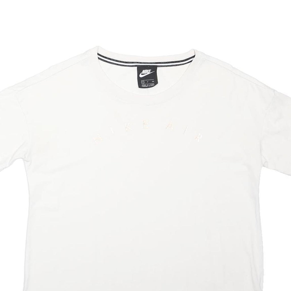 NIKE Womens White Slogan Printed T-Shirt S Short Sleeve Crew Neck Casual